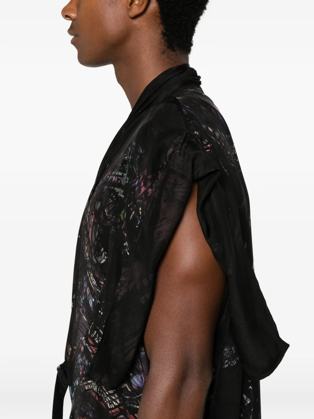 Yohji Yamamoto Gilet met ceintuur Zwart