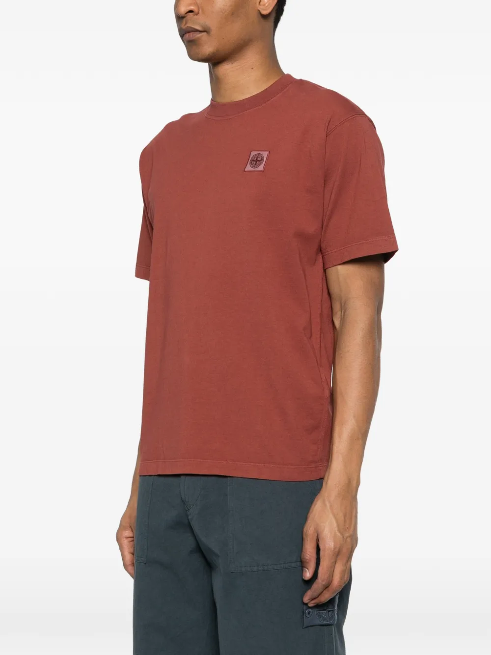Stone Island T-shirt met Compass-logopatch Oranje