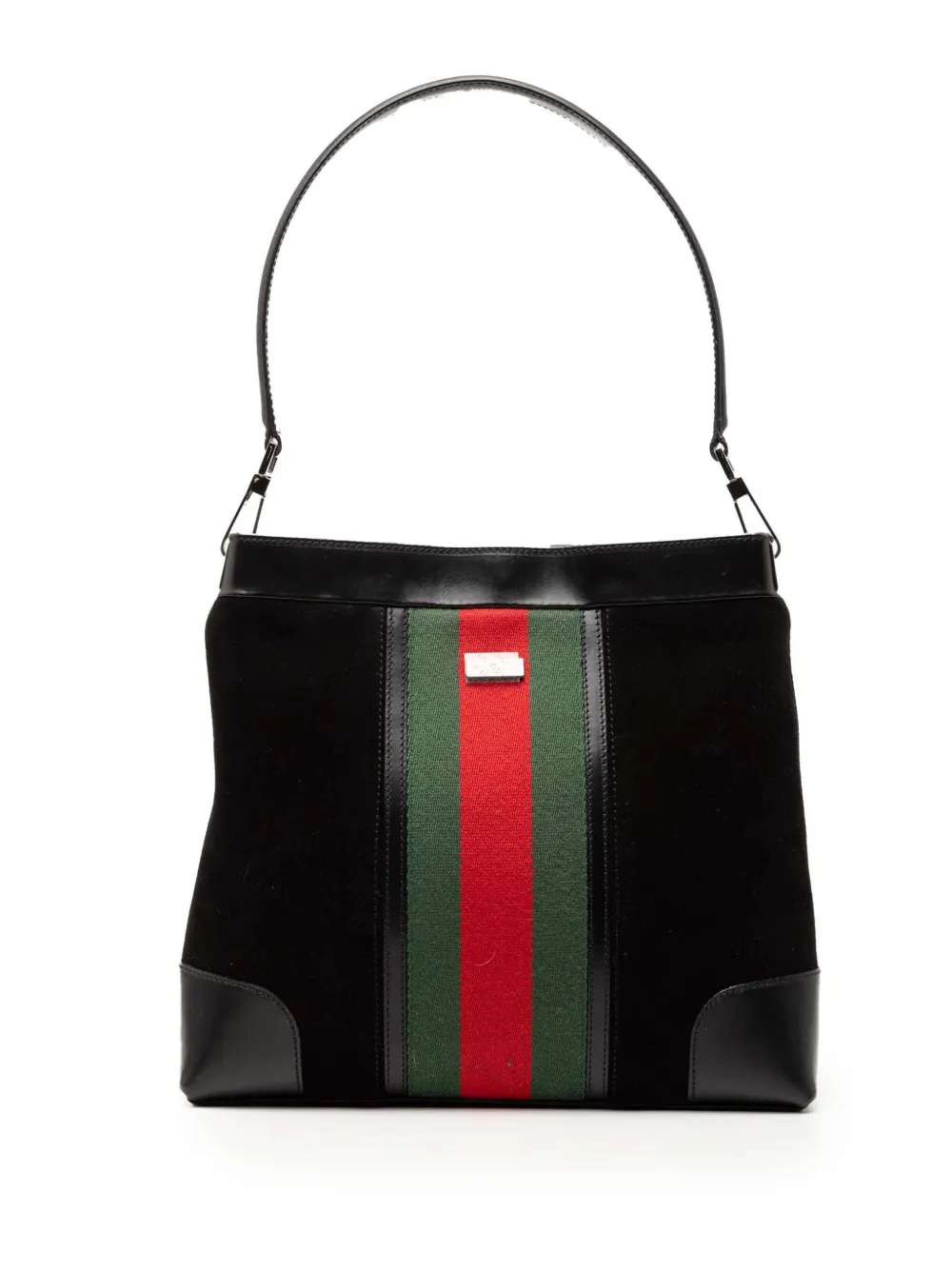 Gucci Pre-Owned 2000-2015 Suede Web shoulder bag - Nero