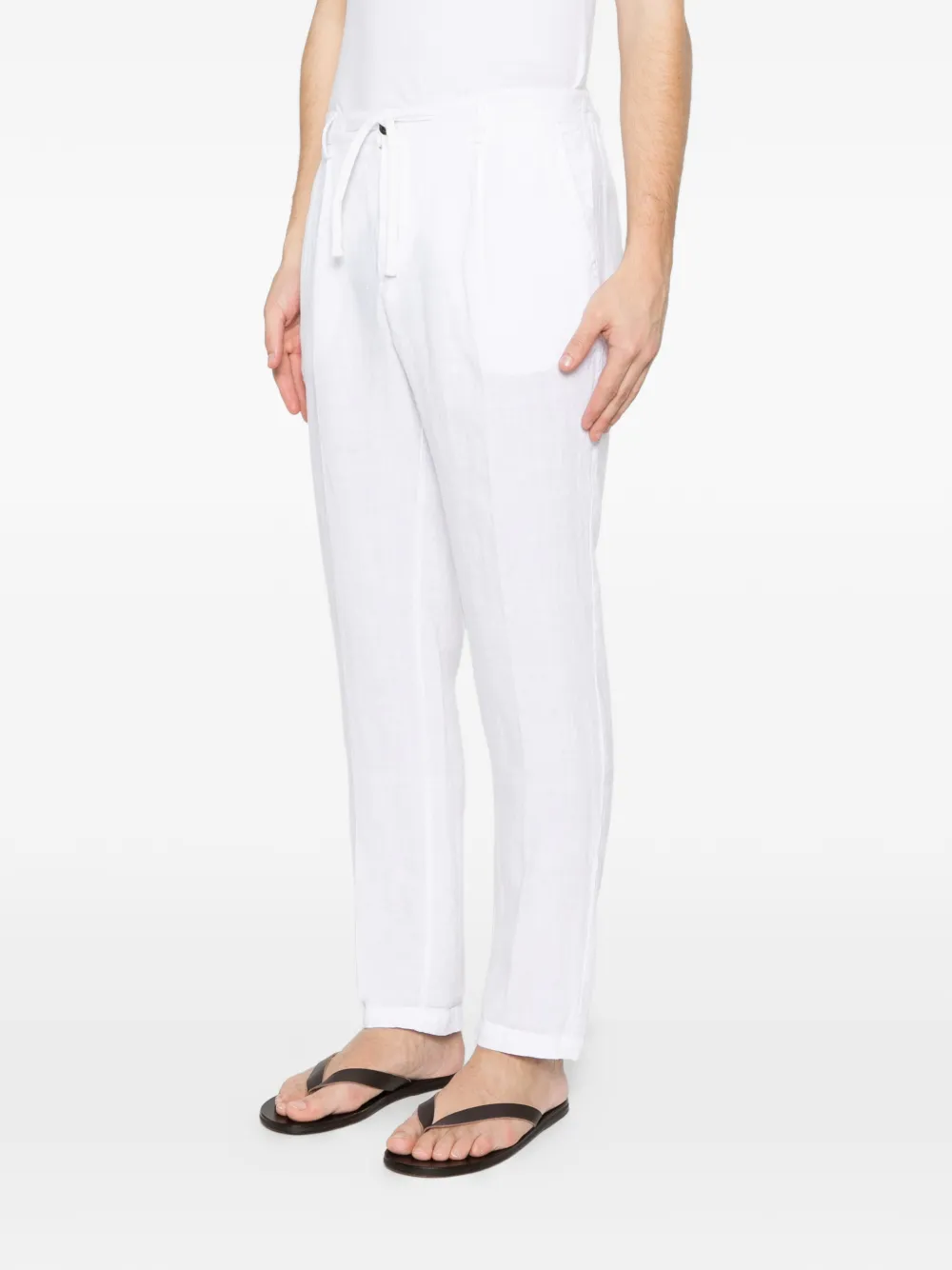  40 Weft Drawstring-fastening Trousers - White 
