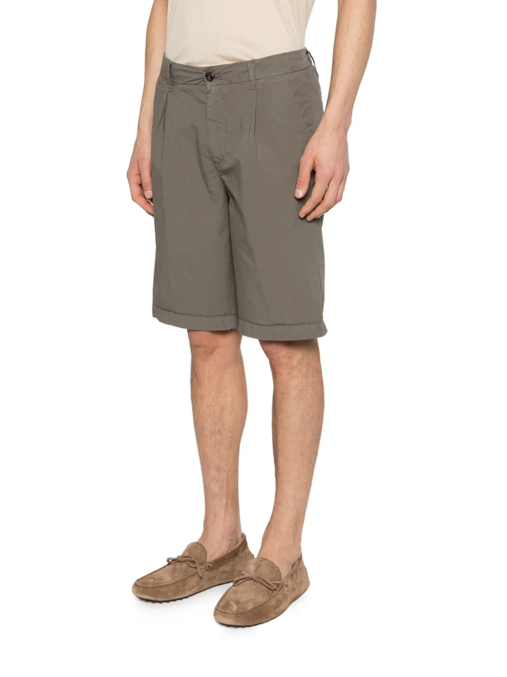  40 Weft Pleated-design Shorts - Green 