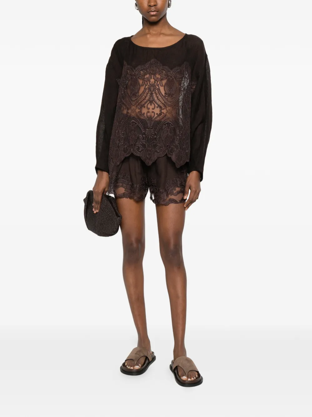  Maurizio Braschi Laced Blouse - Brown 