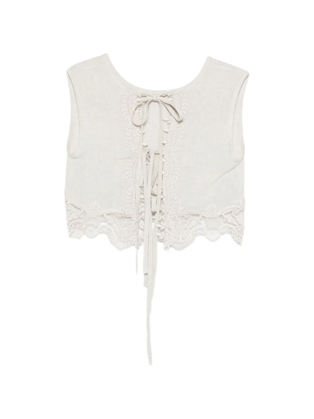 Maurizio Braschi lace tie top - Nude