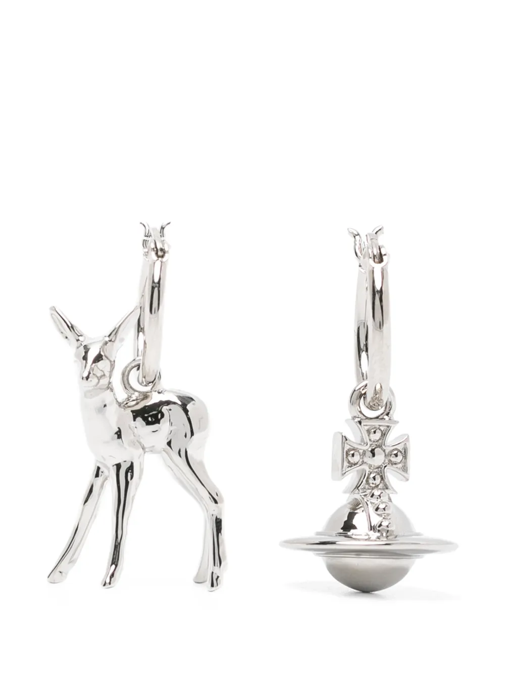 Vivienne Westwood deer-orb hoop earrings - Argento