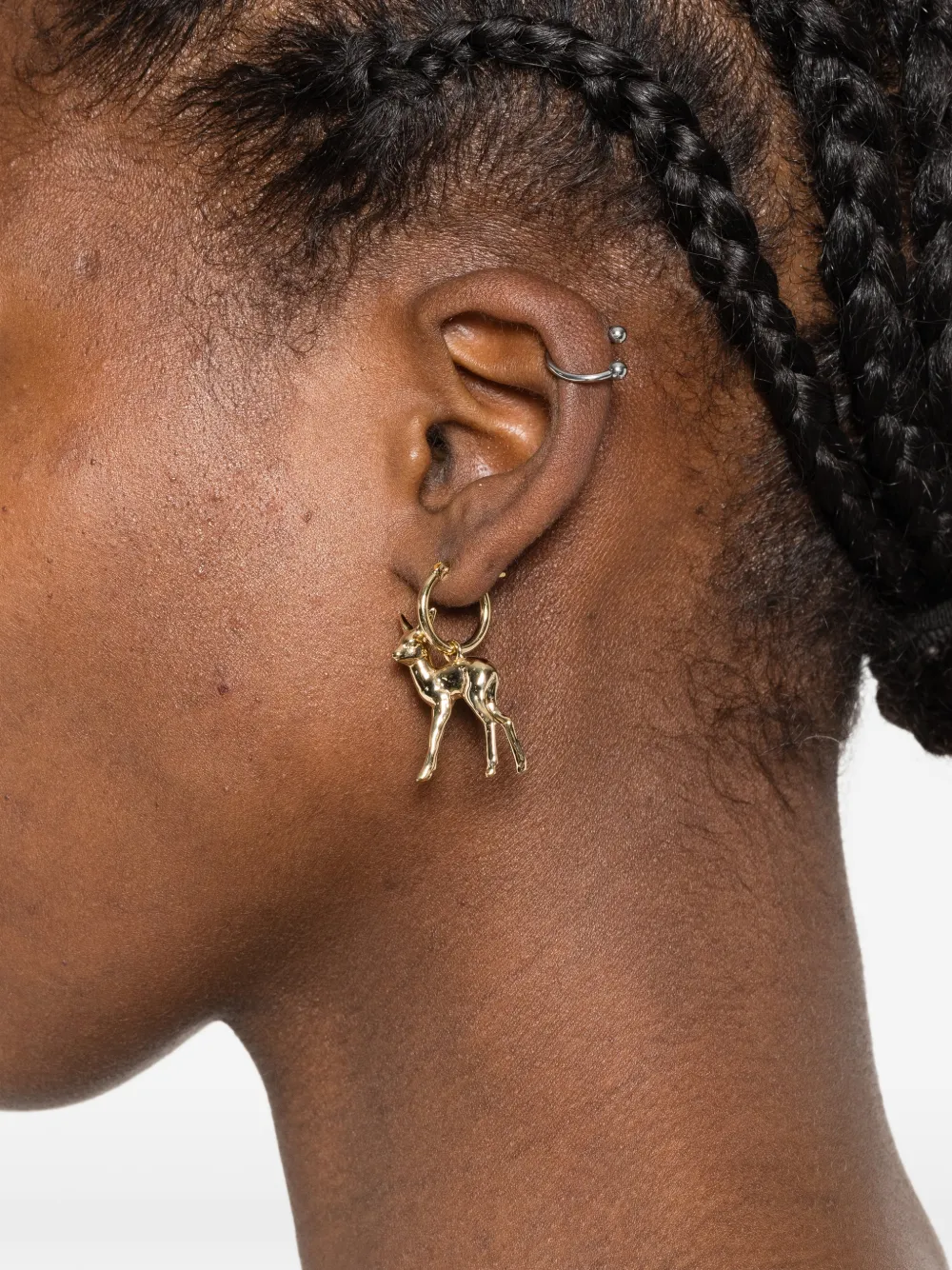 deer-orb hoop earrings