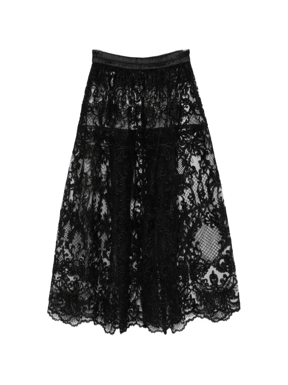 Maurizio Braschi lace midi skirt - Nero