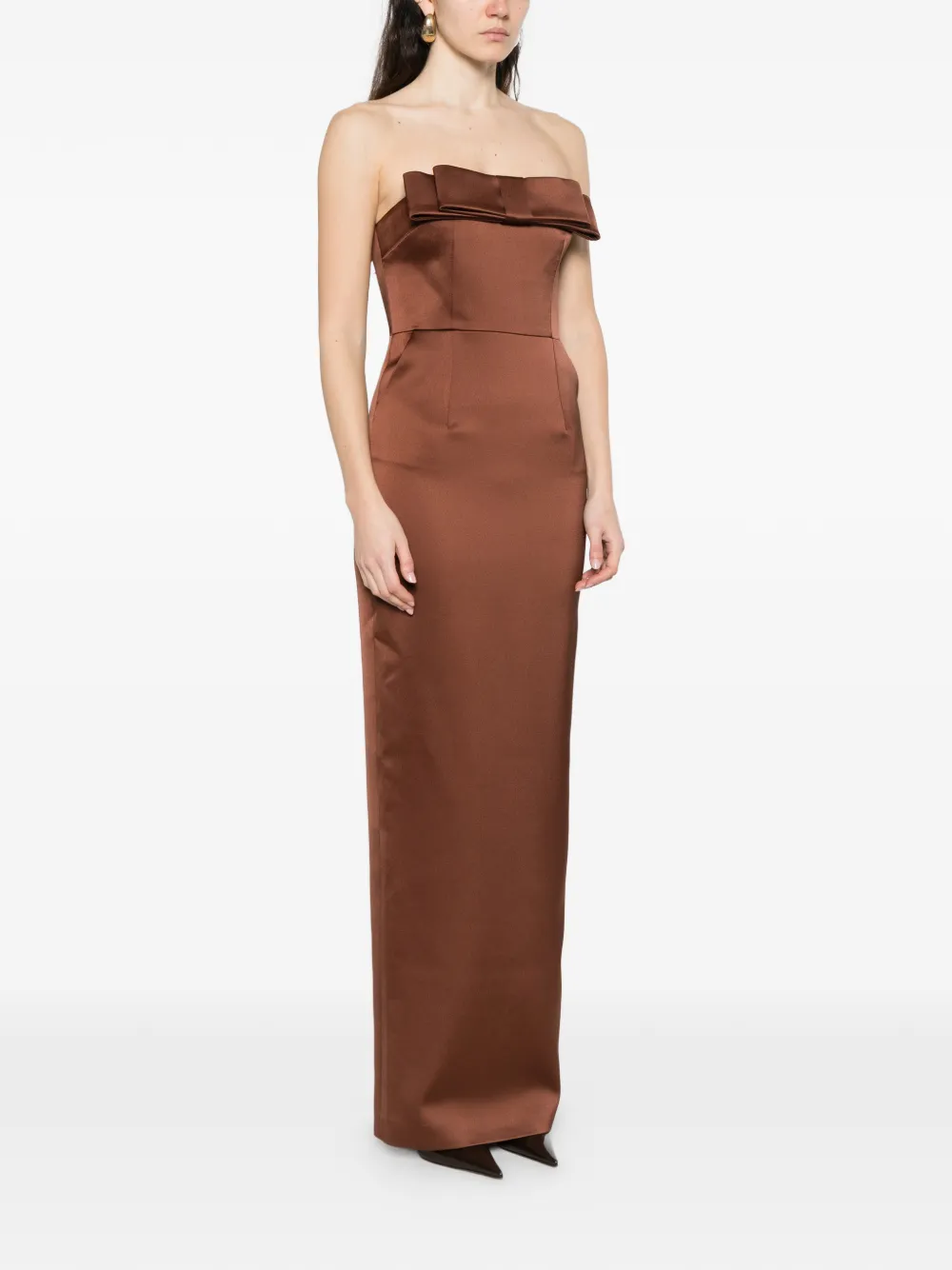 The New Arrivals Ilkyaz Ozel Jurk met strikdetail Bruin