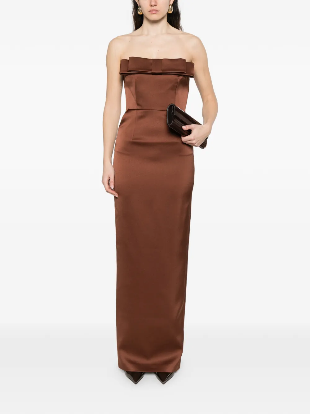 The New Arrivals Ilkyaz Ozel Jurk met strikdetail Bruin