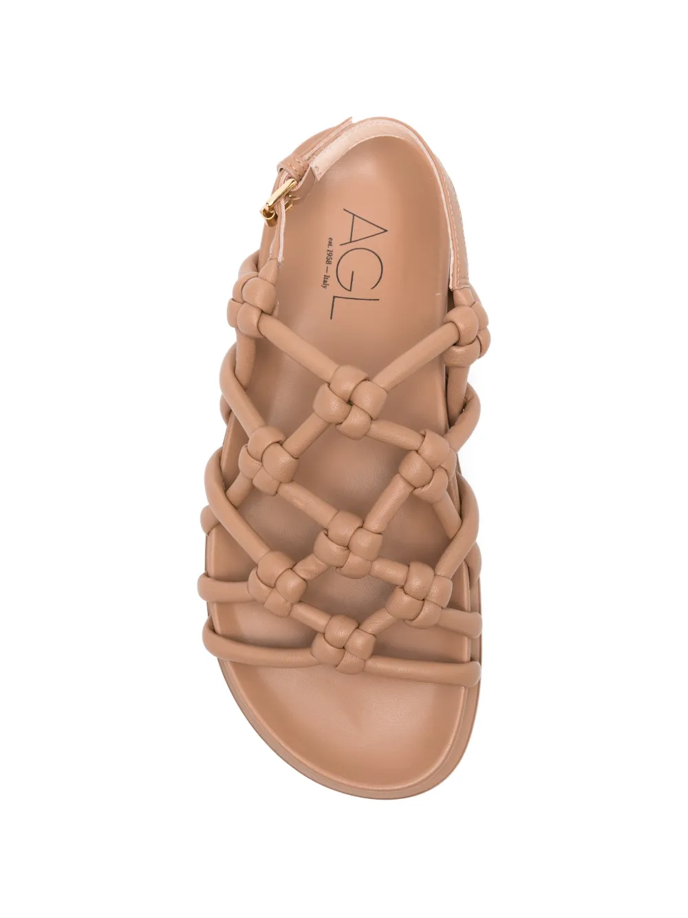 AGL Geknoopte Cristina leren sandalen Beige