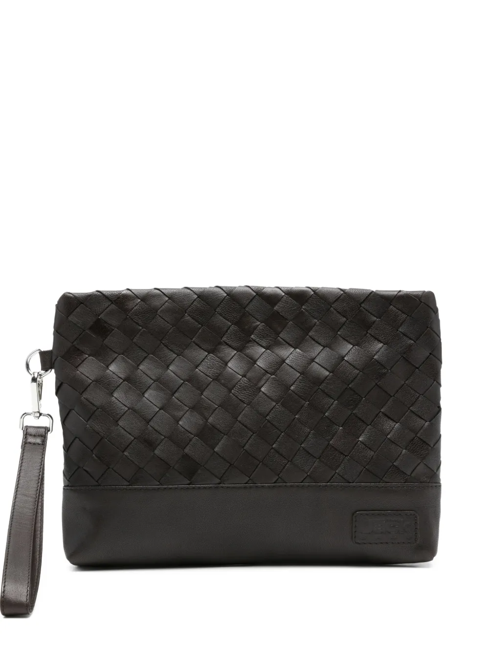 THE JACK LEATHERS Claude intrecciato clutch bag - Marrone