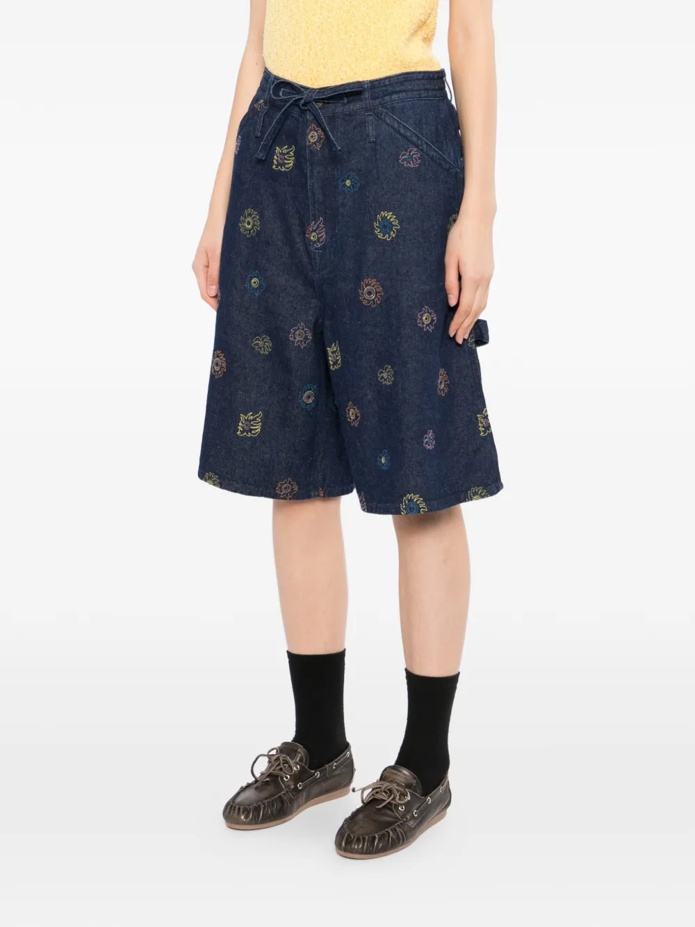  Garçon By Garçon Floral Denim Shorts - Blue 