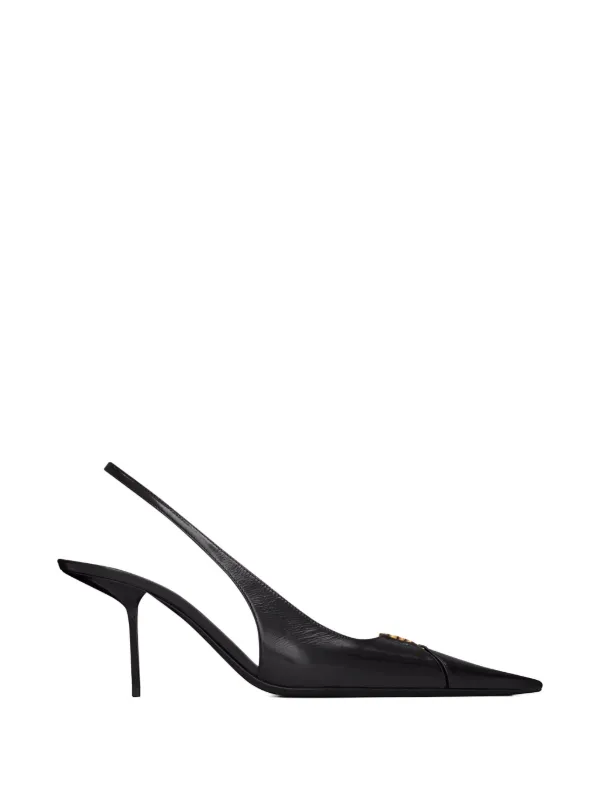 Saint Laurent Babylone Breteuil Slingback Pumps in Smooth Leather in Black