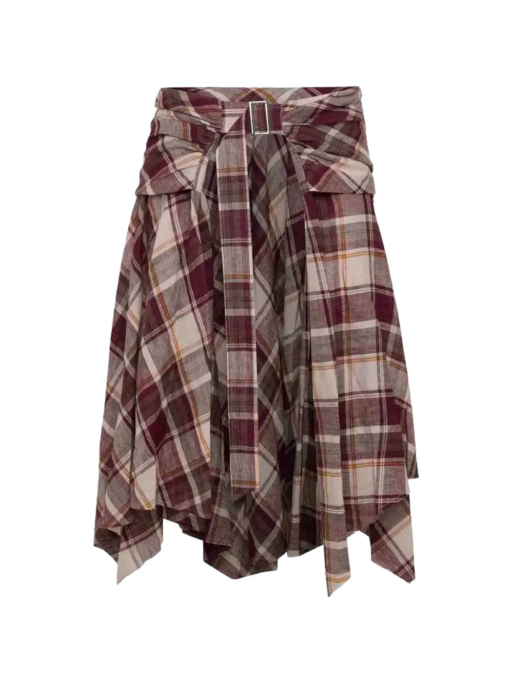 MARBELL Vivienne check-pattern asymmetric skirt - Rosso