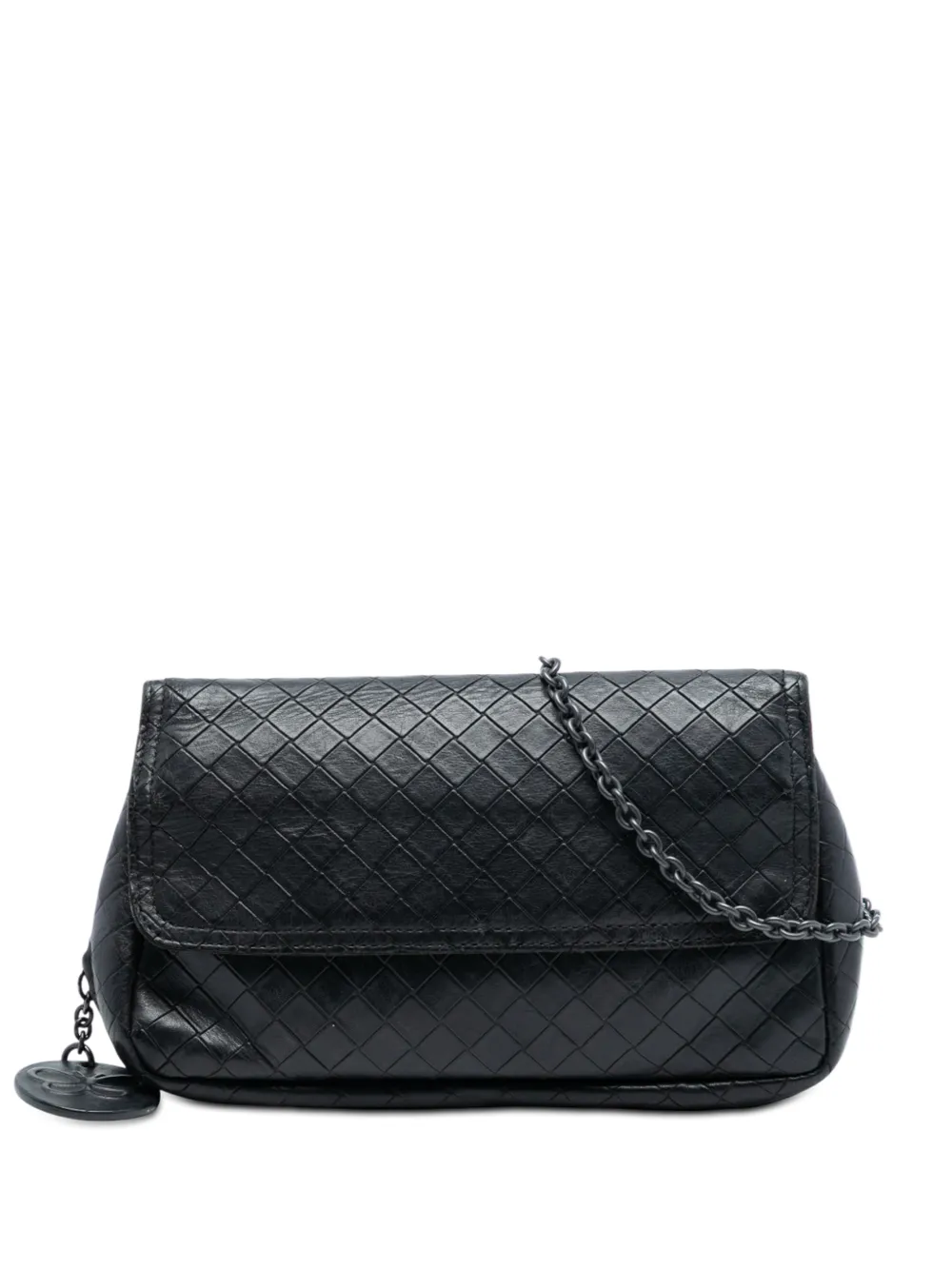 Bottega Veneta Pre-Owned 2012-2025 Small Calfskin Intrecciomirage Chain Flap crossbody bag - Nero