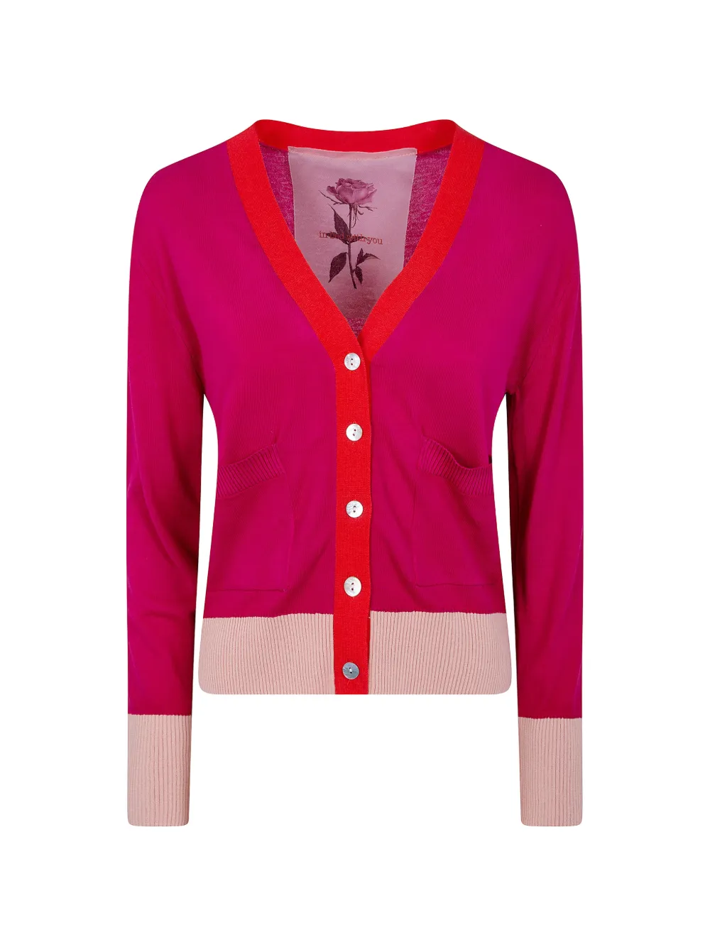 IN BED WITH YOU pockets V-neck cardigan - Rosa
