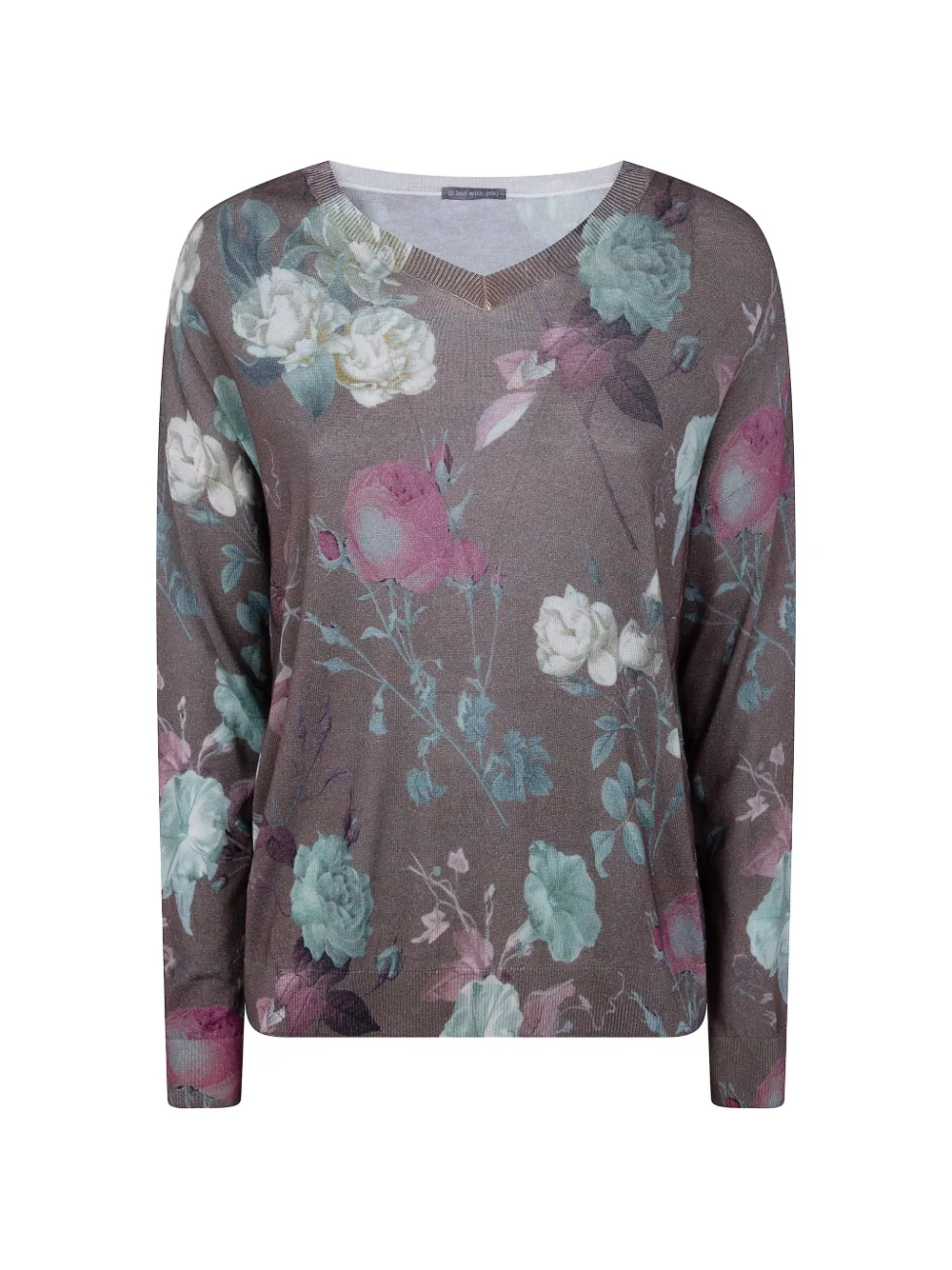 IN BED WITH YOU floral V-neck sweater - Marrone