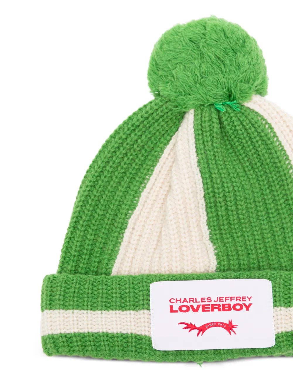 Charles Jeffrey Loverboy Gestreepte muts met pompon Groen
