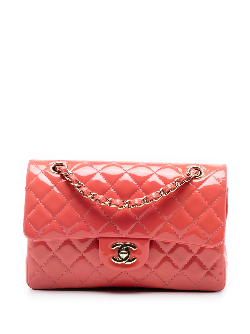 CHANEL Pre-Owned 2018-2019 Small Classic Patent Double Flap shoulder bag - Rosa