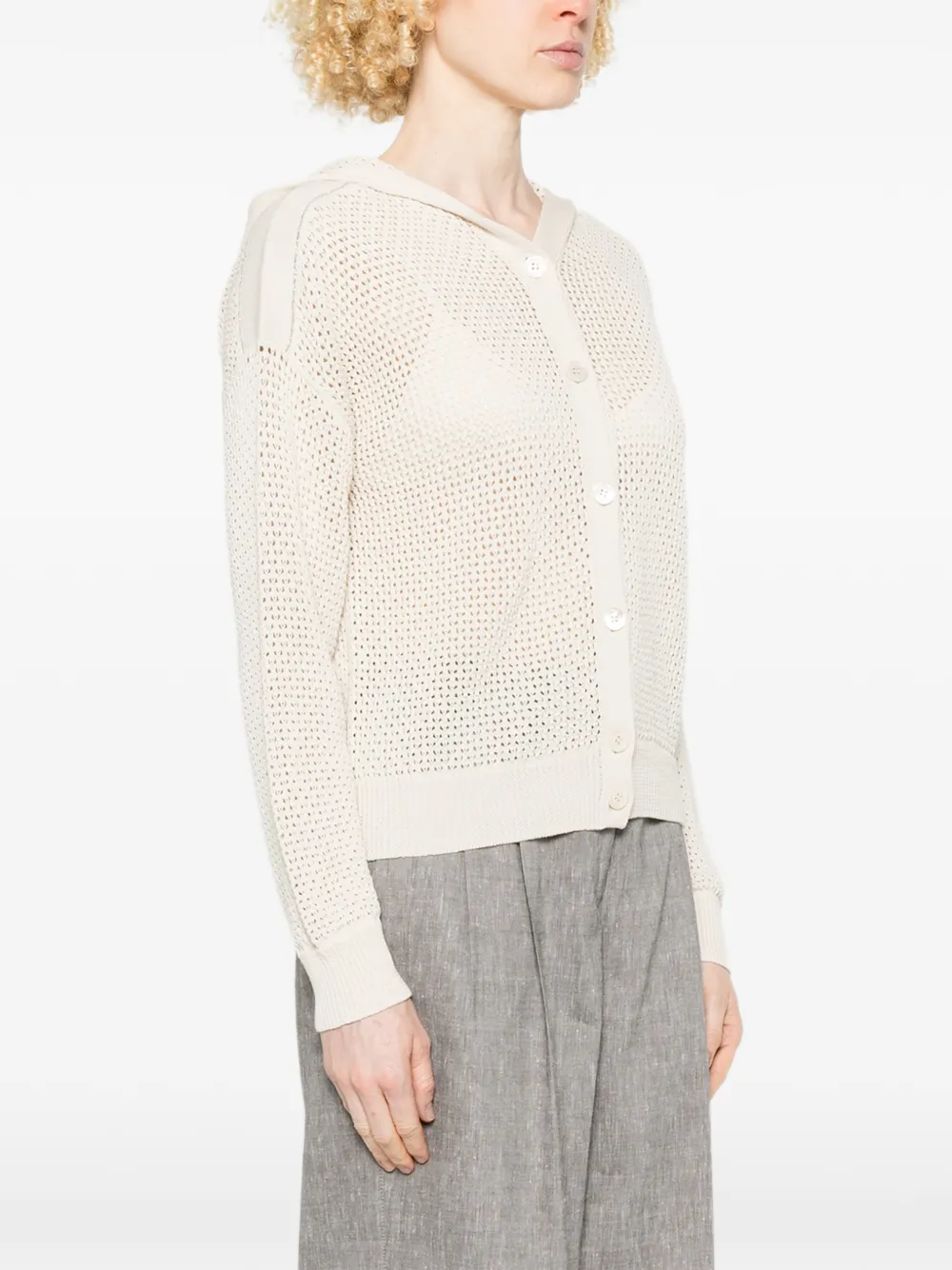  Peserico Open-knit Hooded Cardigan - Neutrals 