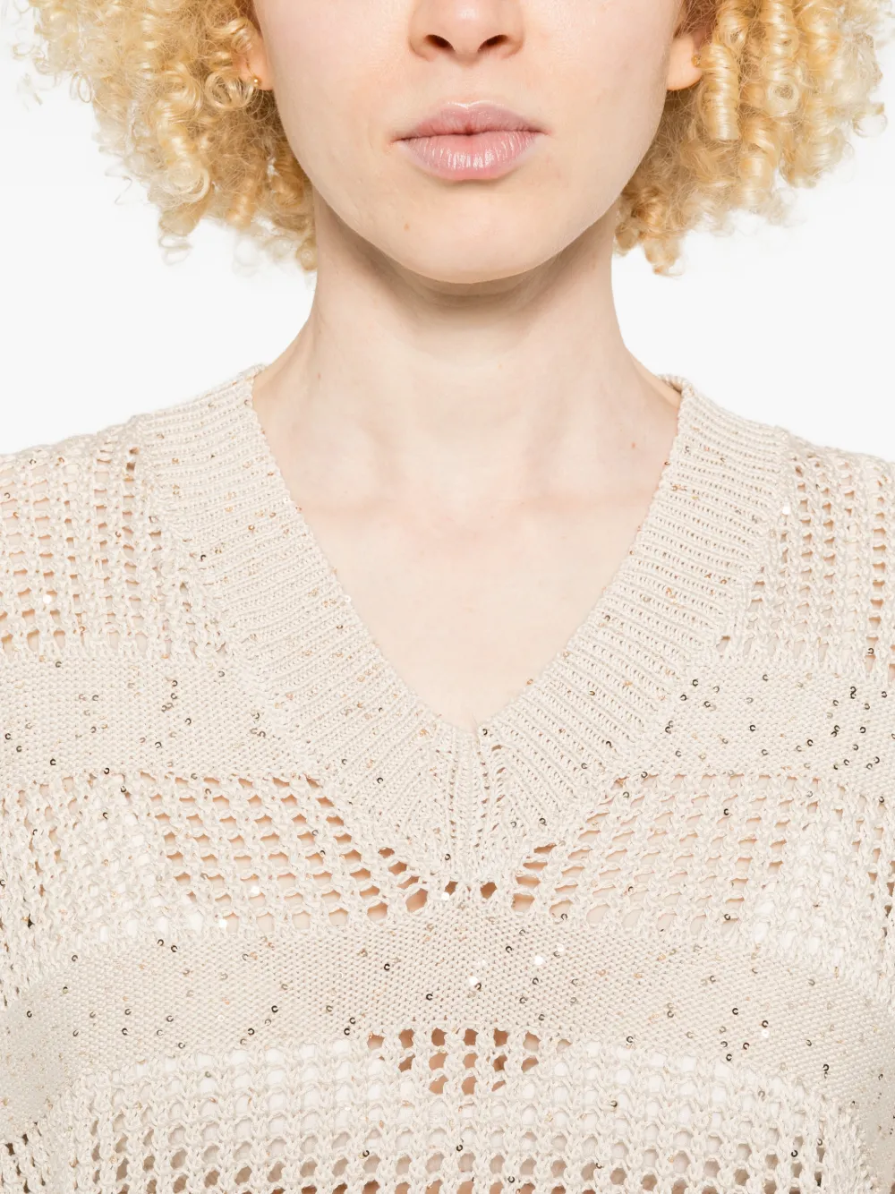 Peserico Trui met V-hals Beige