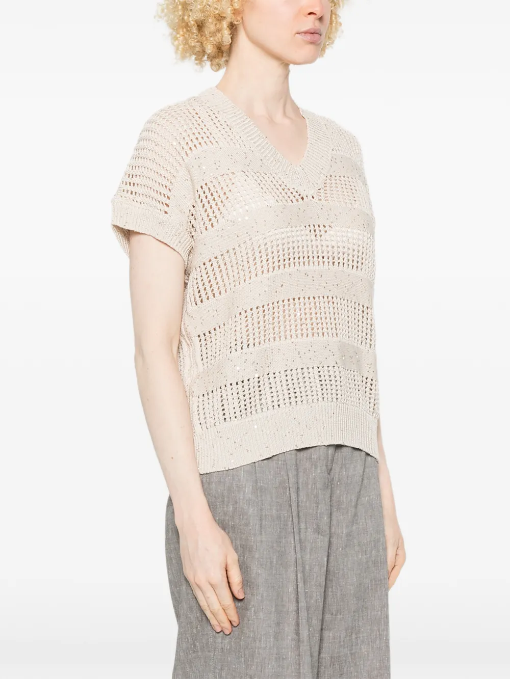 Peserico Trui met V-hals Beige