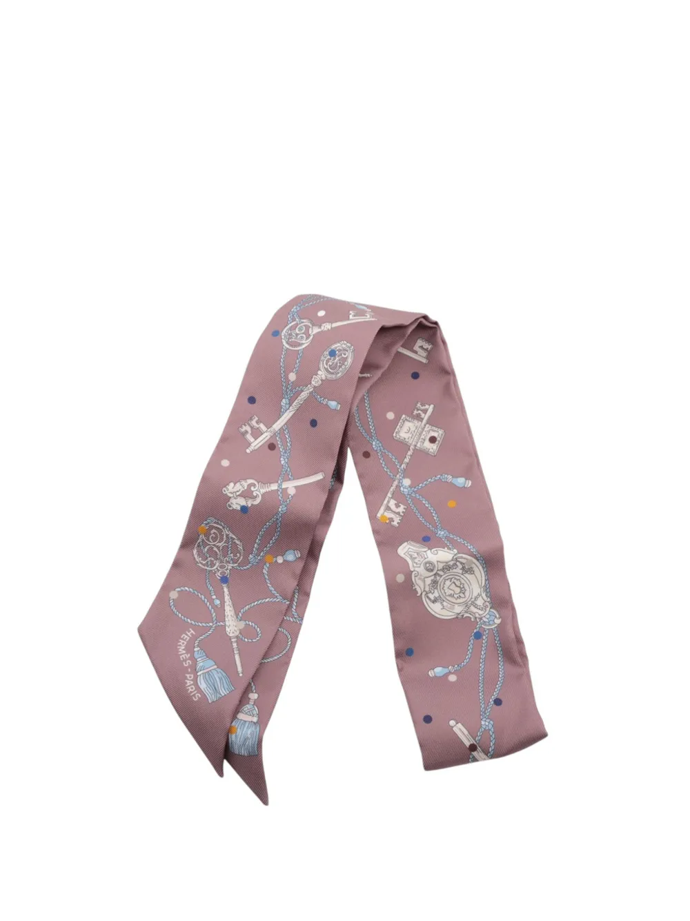 Hermès Pre-Owned 2000-2025 Les Cles a Pois Silk Twilly Scarf scarves - Viola