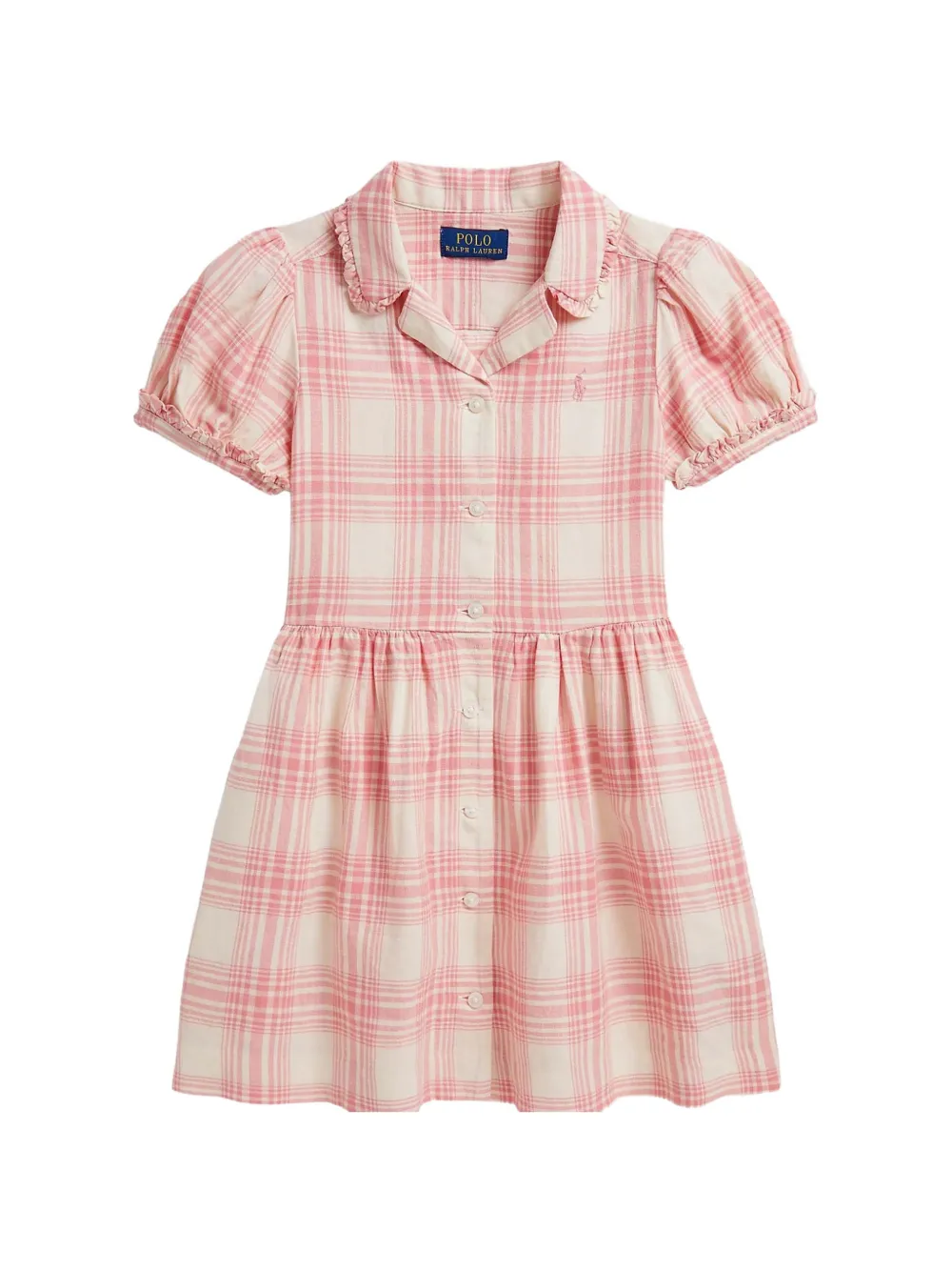 POLO RALPH LAUREN KIDS plaid ruffled dress - Rosa