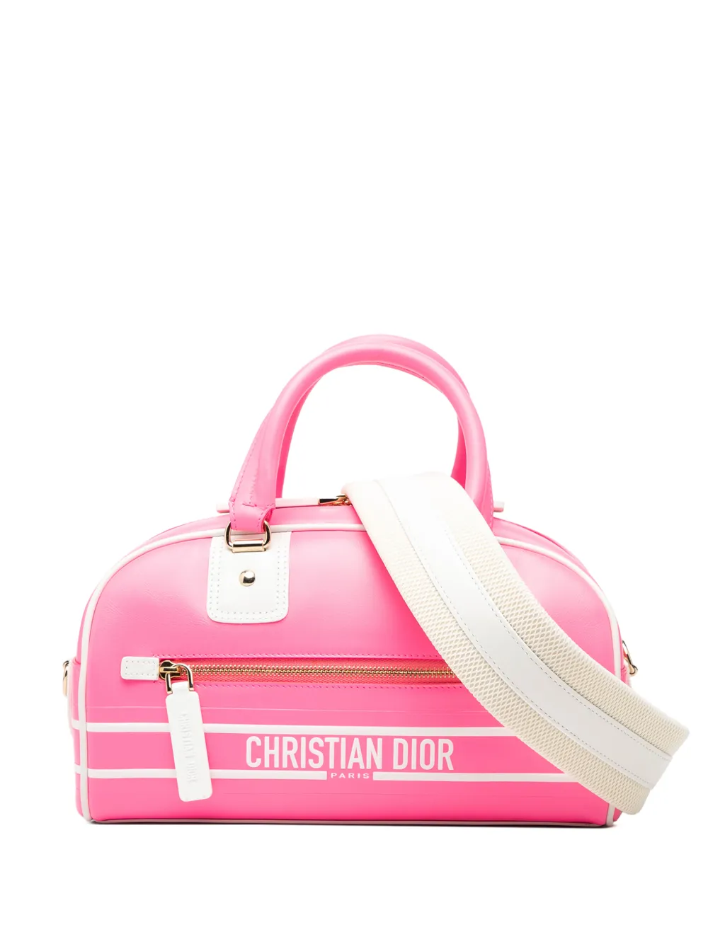 Christian Dior Pre-Owned 2022 Small Leather Dior Vibe Zip Bowling Bag satchel - Rosa