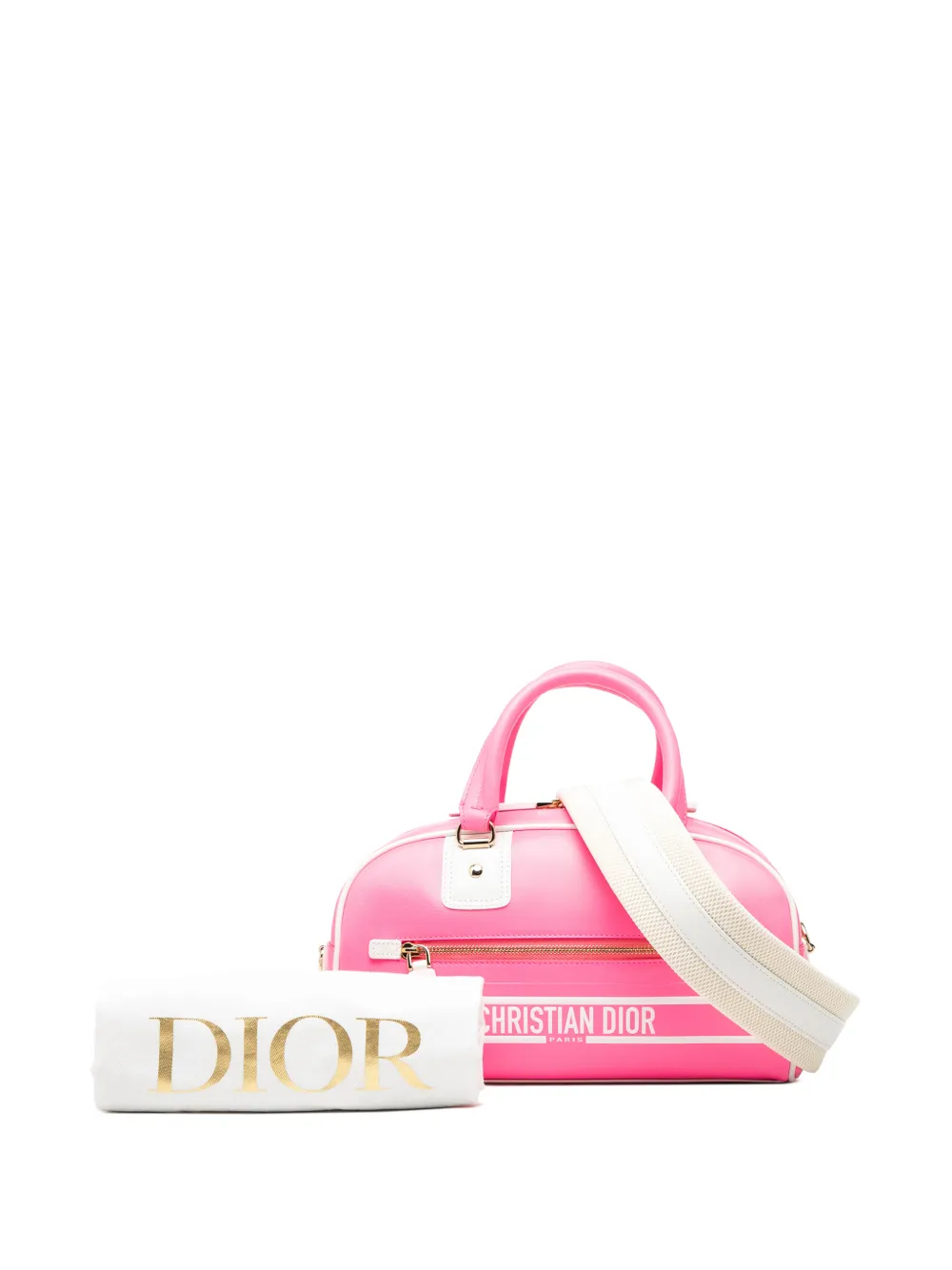 2022 Small Leather Dior Vibe Zip Bowling Bag Satchel