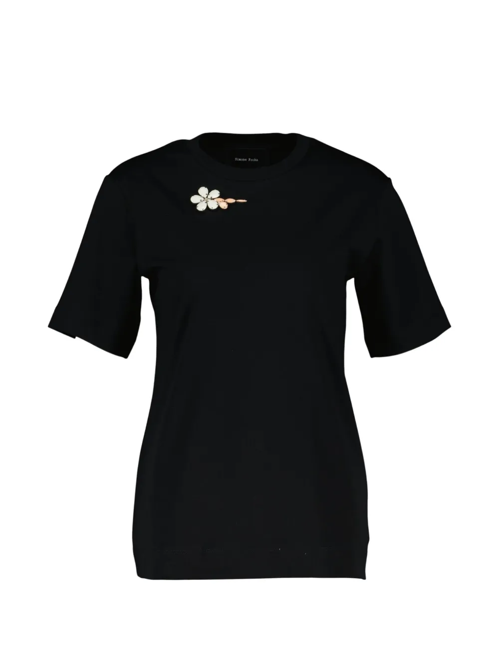 Simone Rocha short-sleeved flower-detail T-shirt - Nero