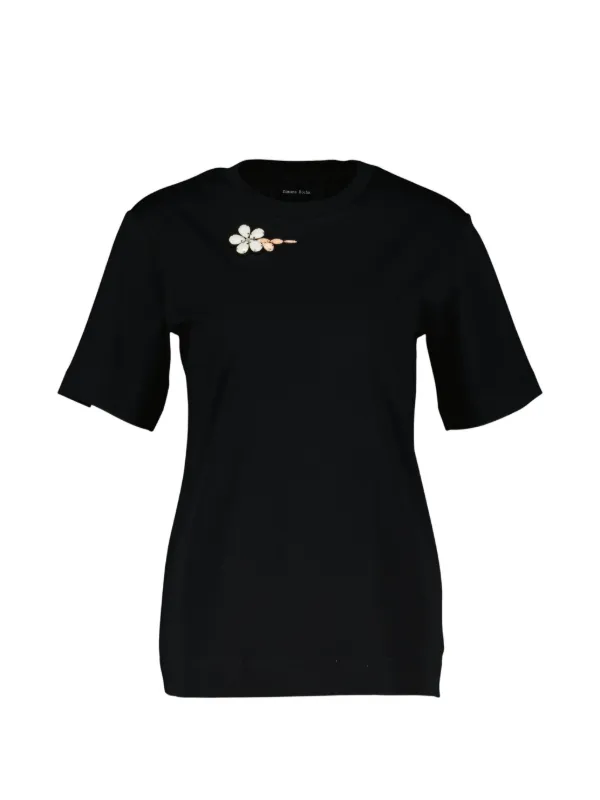 Simone Rocha Short-sleeved Flower-detail T-shirt in Black