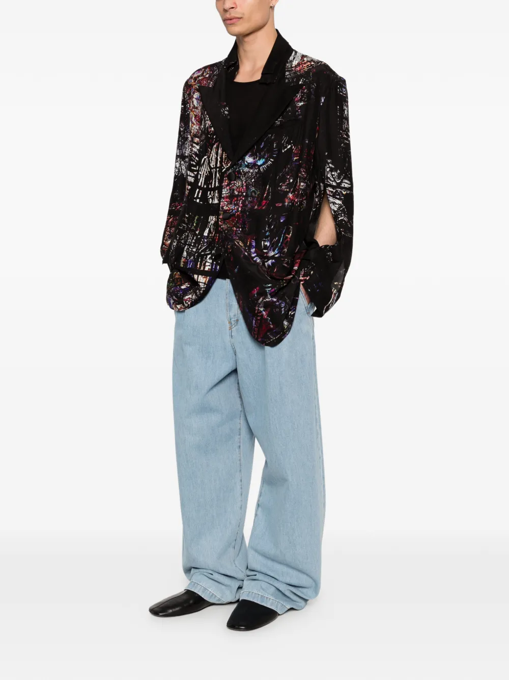 Yohji Yamamoto Blazer met logoprint Zwart