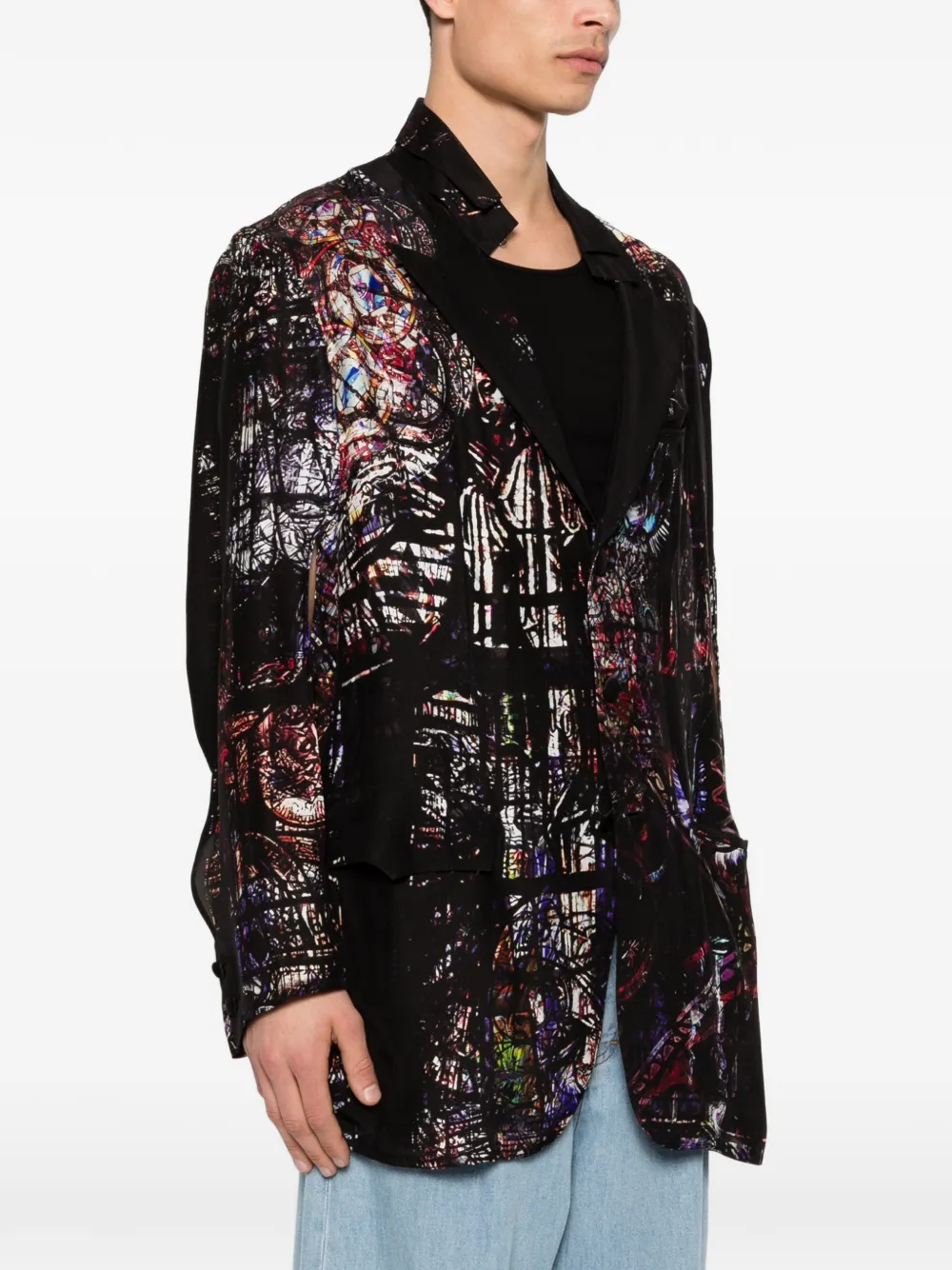 Yohji Yamamoto Blazer met logoprint Zwart