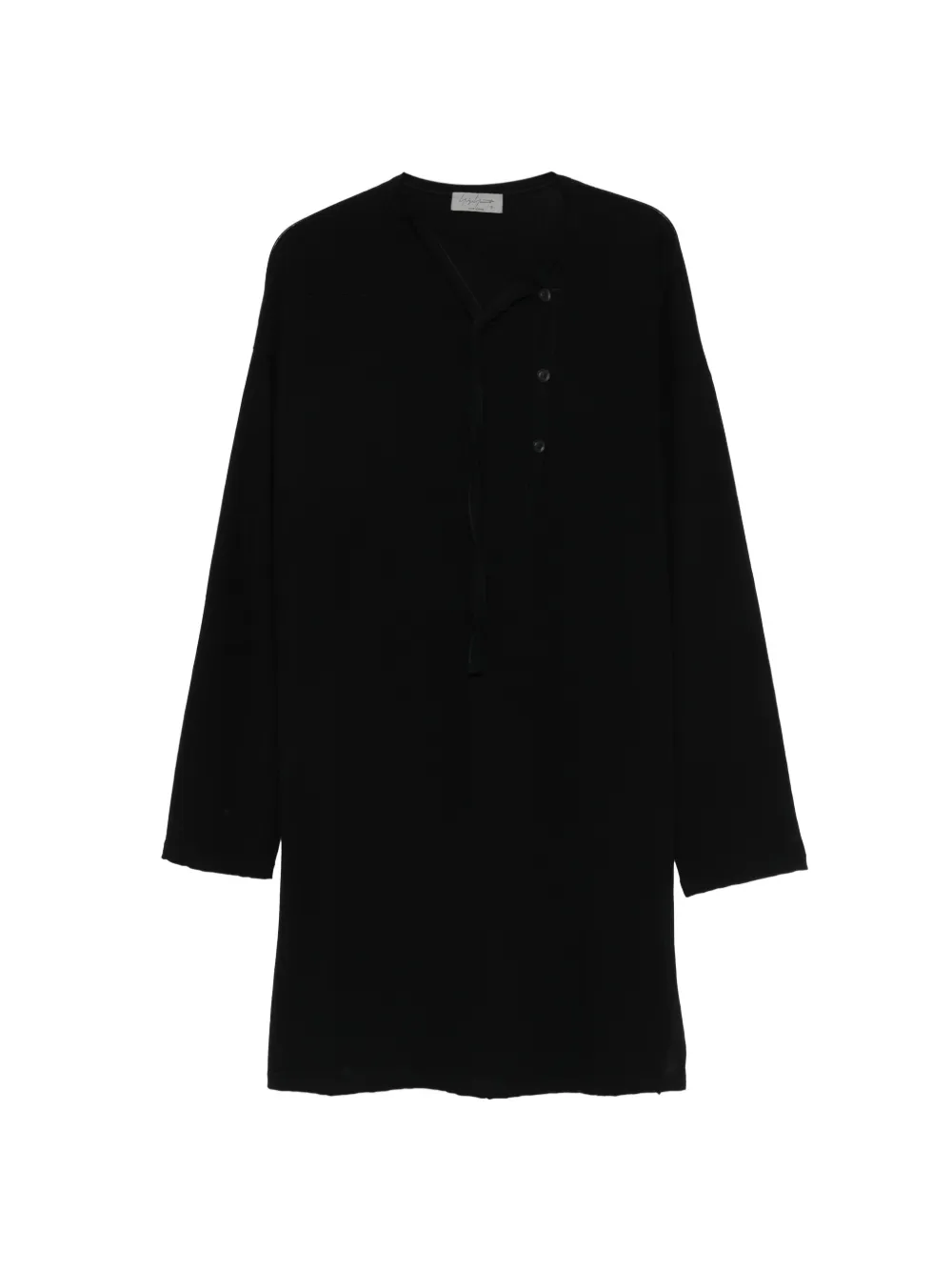 Yohji Yamamoto half-button long-sleeved T-shirt – Black