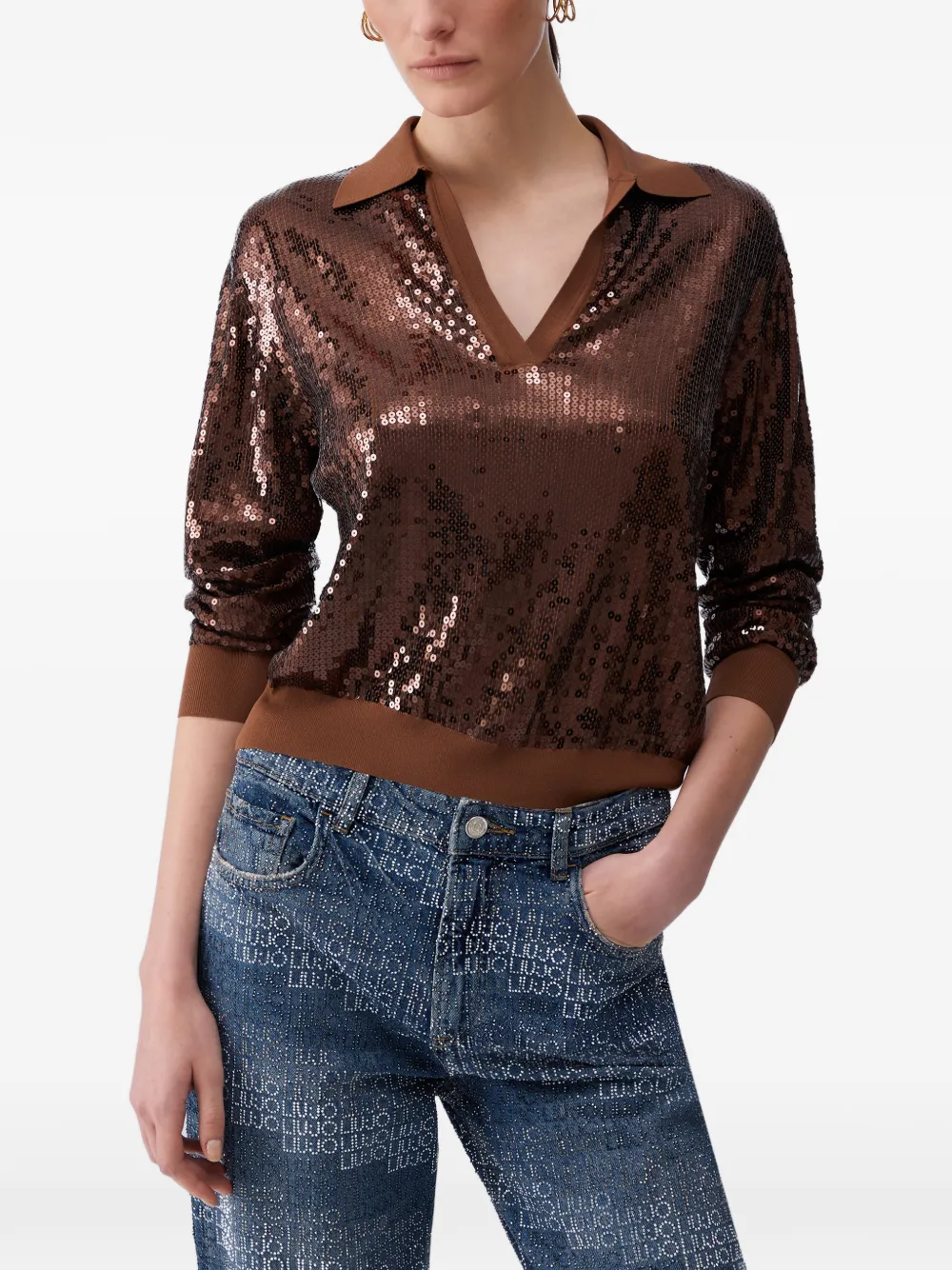 LIU JO V-neck sweater - Marrone