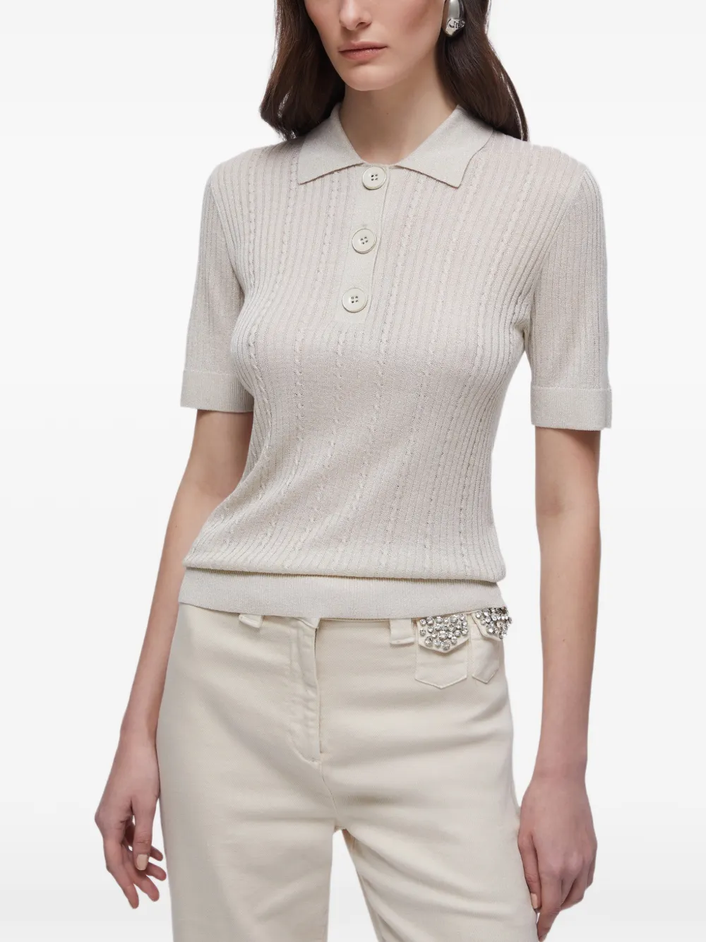  Liu Jo Half-button Polo Top - Neutrals 