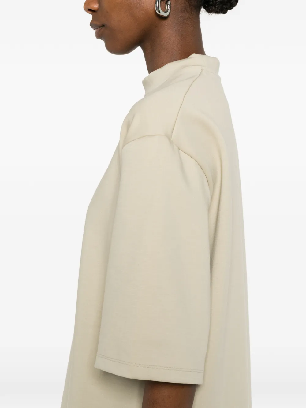 WARDROBE.NYC Jurk met ronde hals Beige
