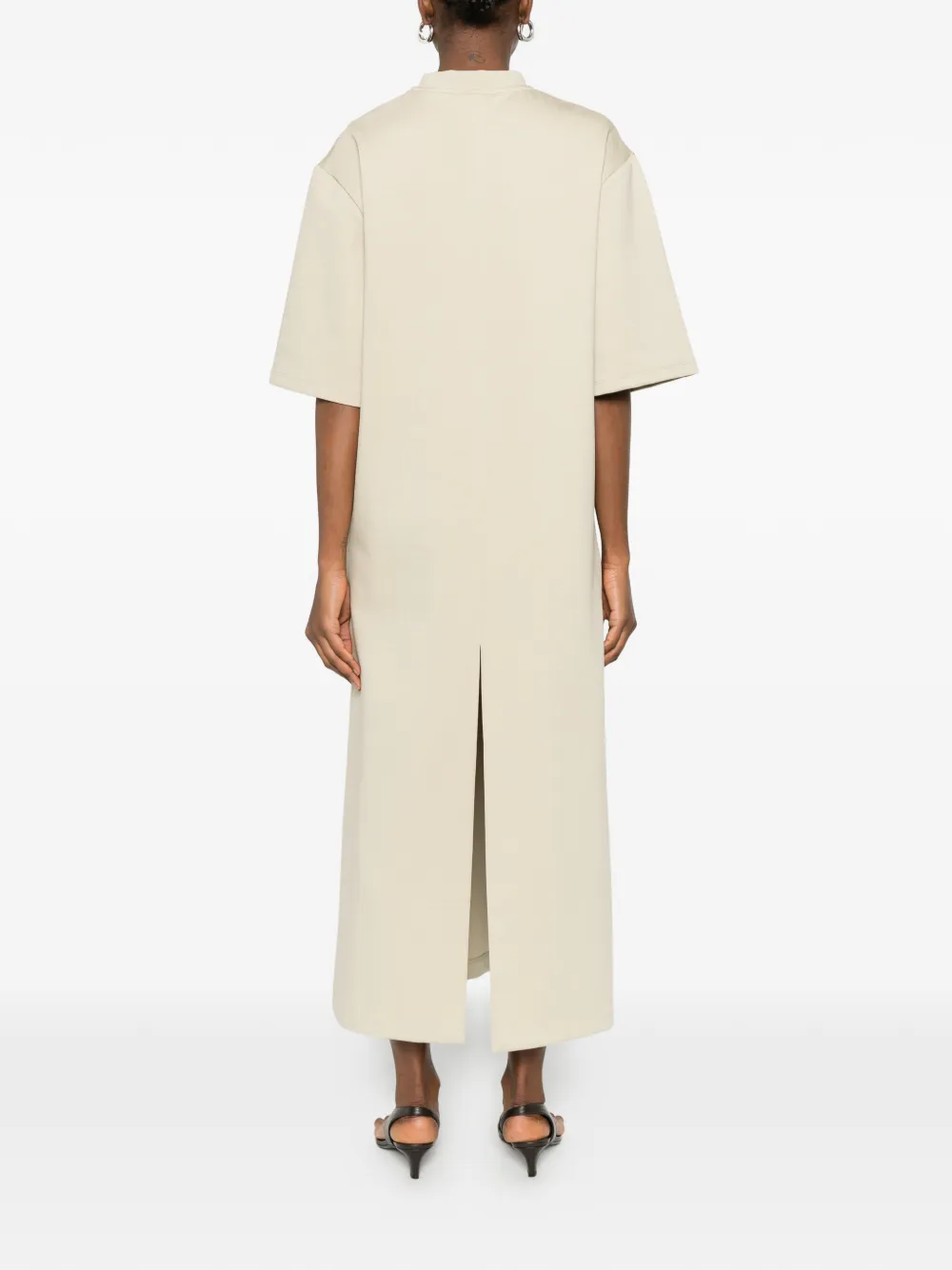 WARDROBE.NYC Jurk met ronde hals Beige