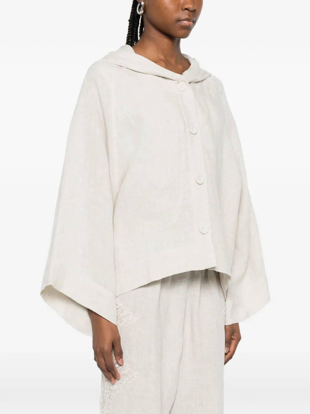  Maurizio Braschi Hooded Buttoned Jacket - Neutrals 