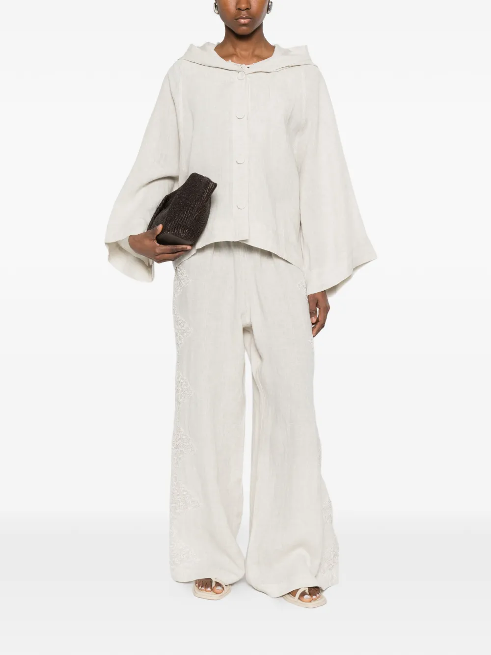  Maurizio Braschi Hooded Buttoned Jacket - Neutrals 