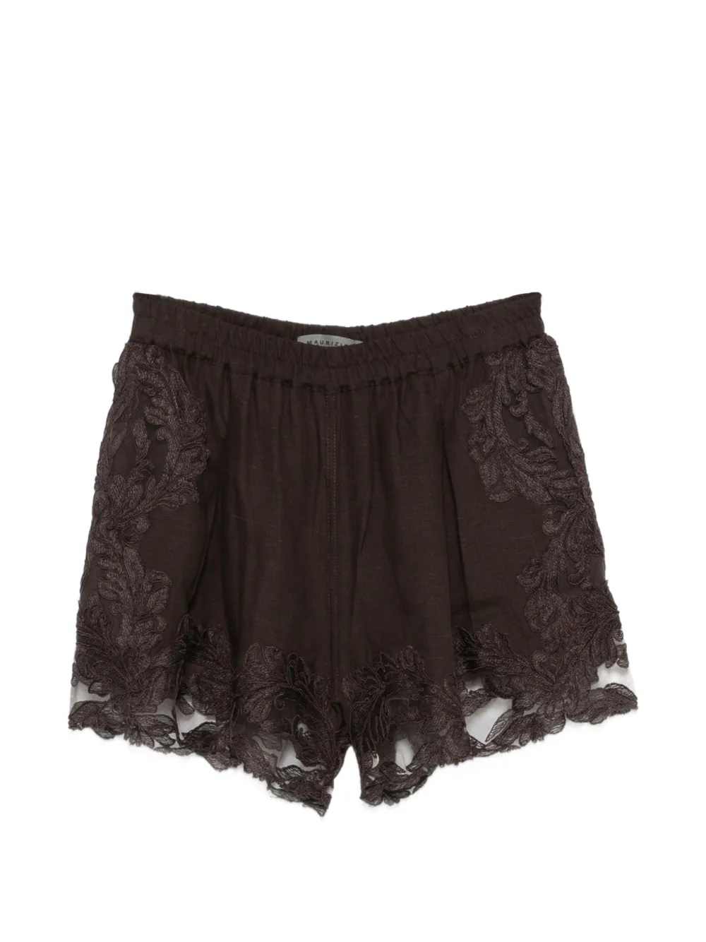 Maurizio Braschi lace-trim shorts - Brown