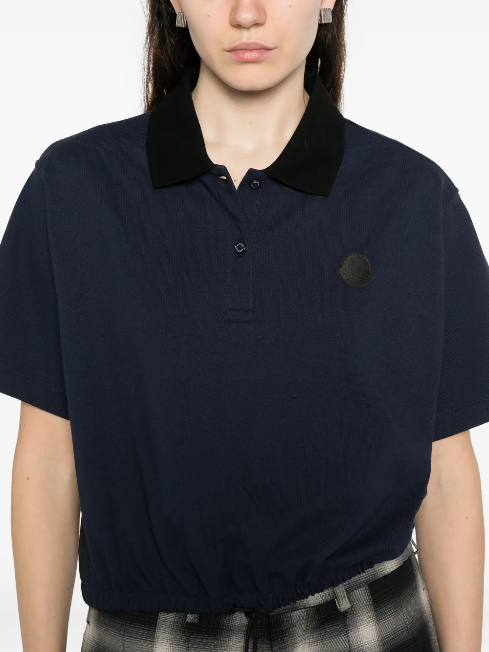 Moncler Poloshirt met trekkoordtaille en logopatch Blauw