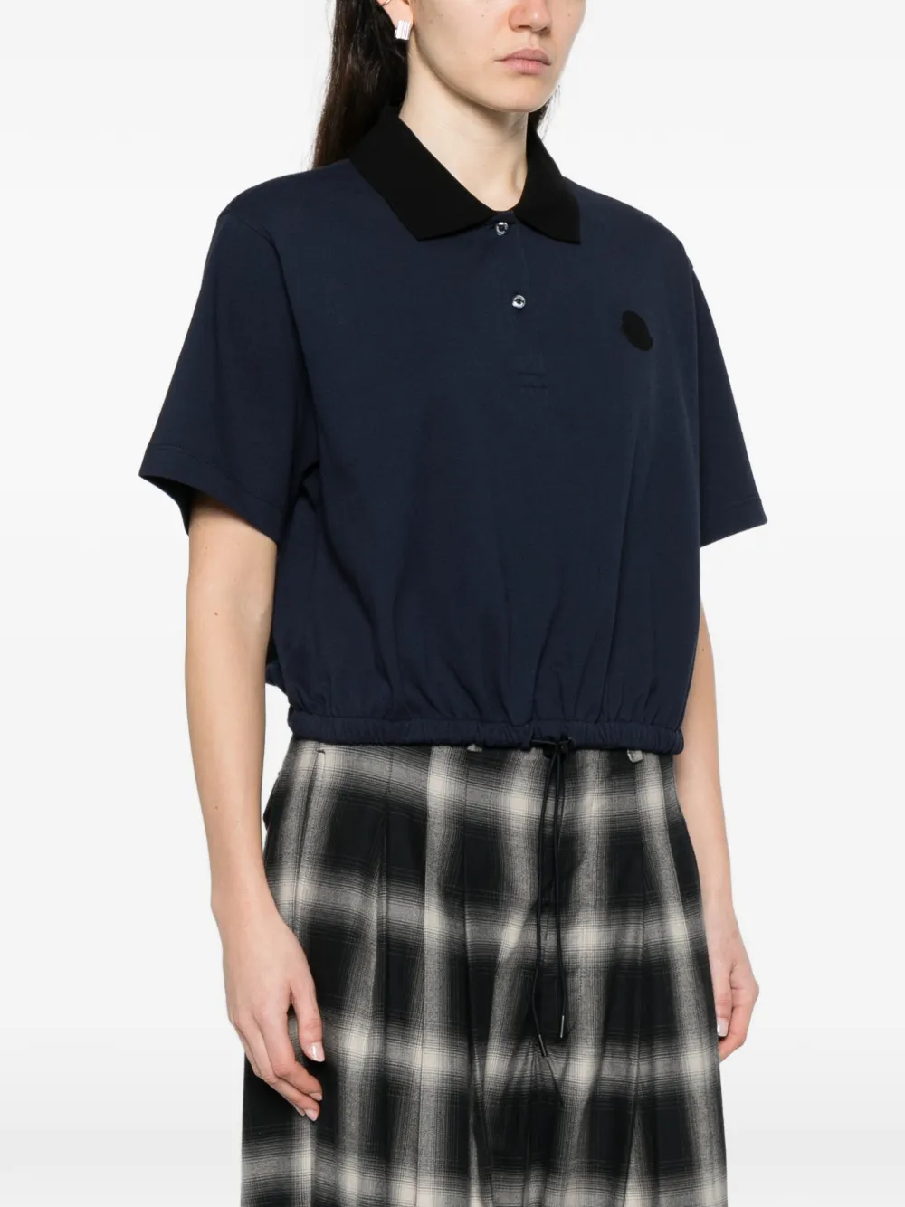 Moncler Poloshirt met trekkoordtaille en logopatch Blauw