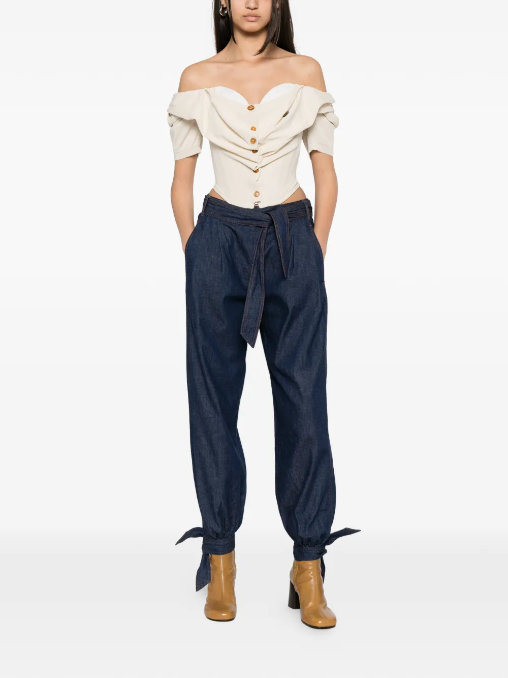 Vivienne Westwood Bea gedrapeerde button-up top Beige