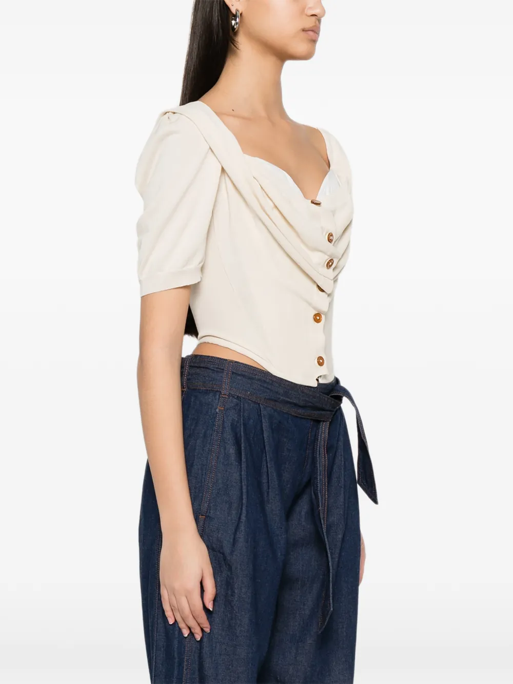 Vivienne Westwood Bea gedrapeerde button-up top Beige