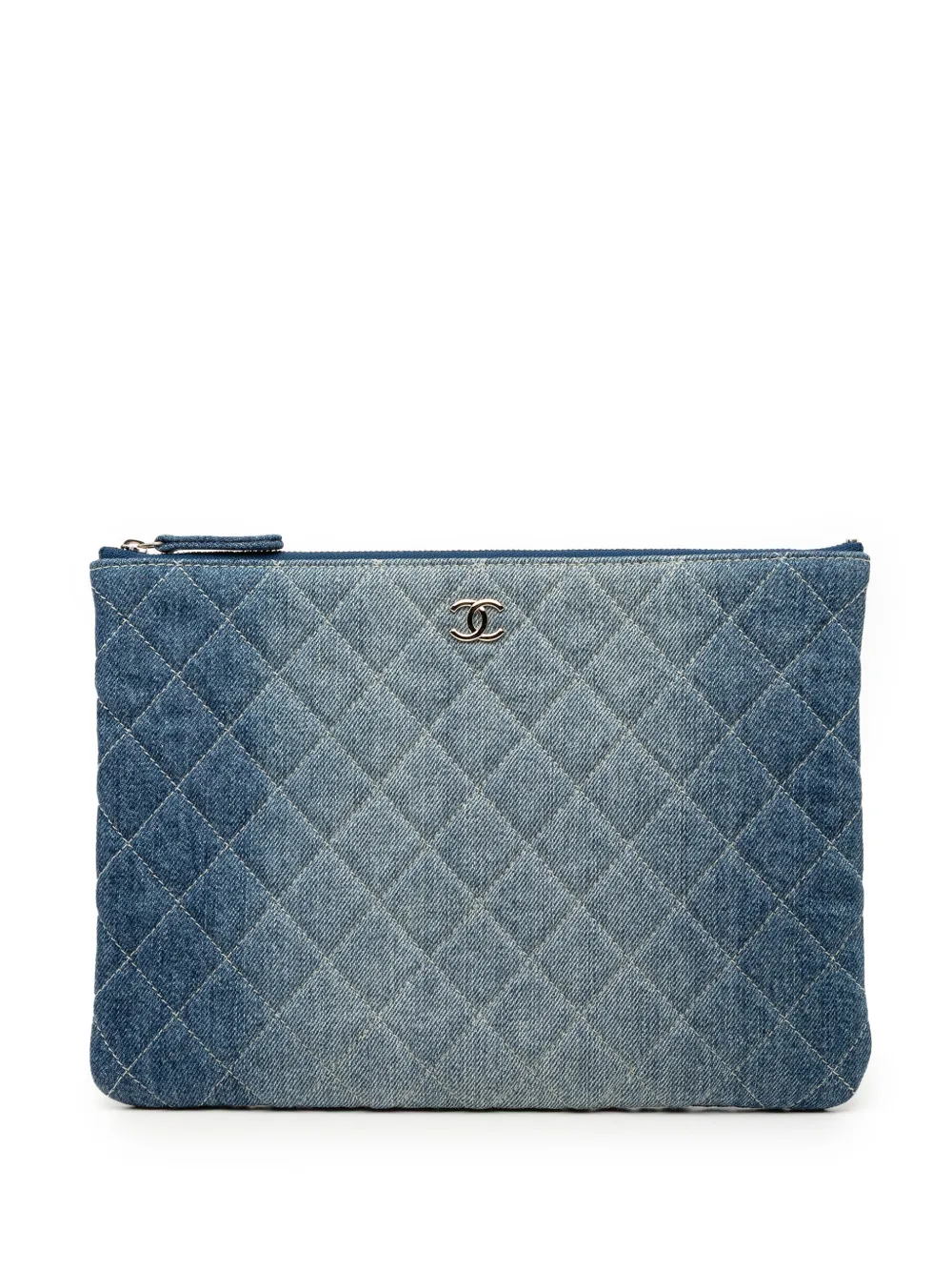 CHANEL Pre-Owned 2019 Medium Quilted Denim O Case clutch bag - Blu
