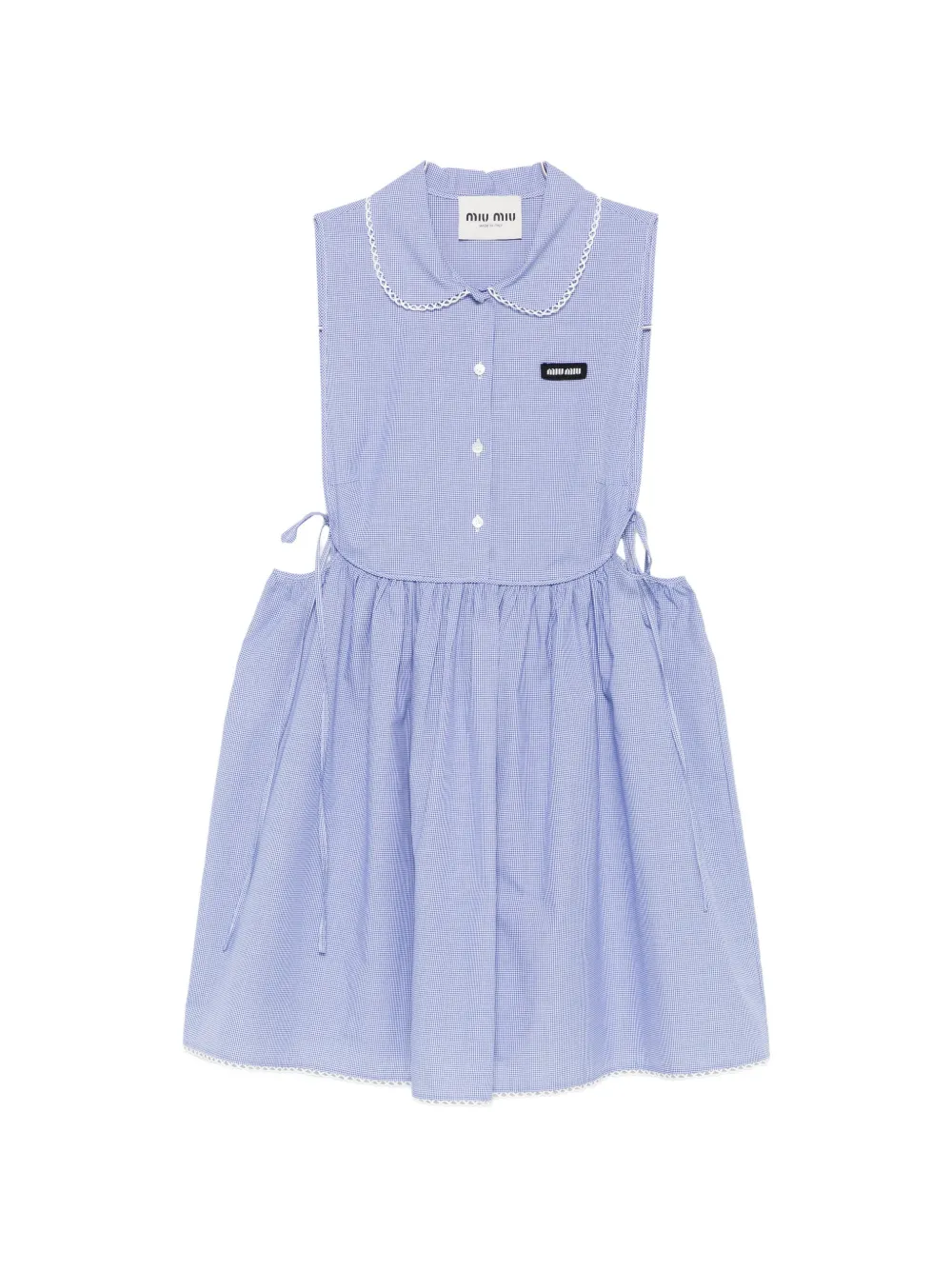 Miu Miu Peter Pan collar gingham dress - Blu