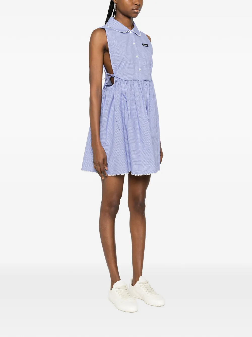 Miu Jurk met Peter Pan kraag en gingham ruit Blauw