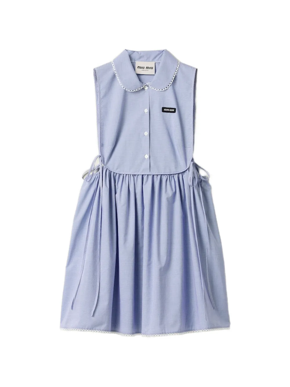 Miu Miu Peter Pan collar gingham dress - Blau