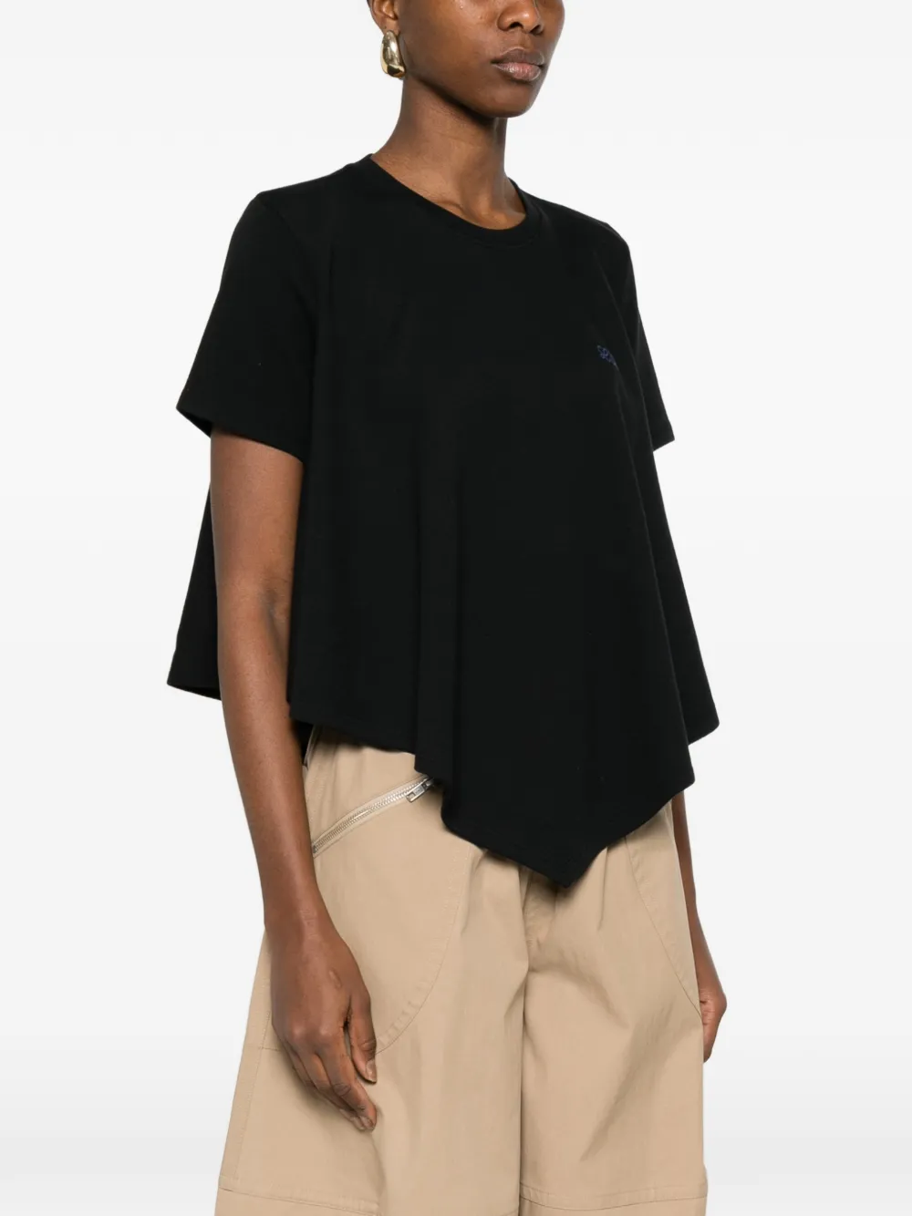 LOEWE Asymmetrisch T-shirt met logodetail Zwart